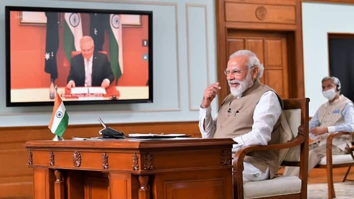 PM Modis firstever virtual bilateral summit with Australian PM Scott Morrison begins PM Modis firstever virtual bilateral summit with Australian PM Scott Morrison begins