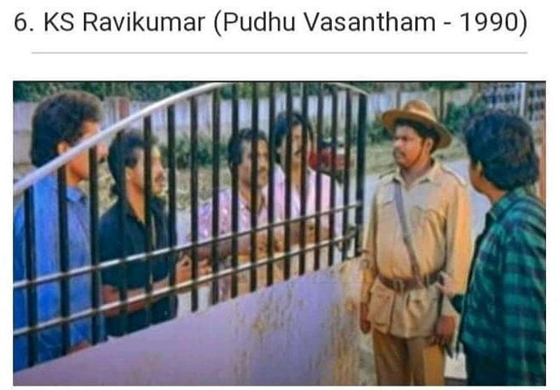 செண்டிமெண்ட் இயக்குனர் விக்ரம் இயக்கத்தில் 1990 ஆம் ஆண்டு வெளியாகி நல்ல வரவேற்பை பெற்ற, 'புது வசந்தம்' படத்தில் இயக்குனர் கே.எஸ்.ரவிக்குமார் நடித்த புகைப்படம் இது.