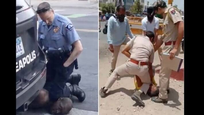 Watch George Floyd incident repeated in Jodhpur but with a twist in the tale Watch George Floyd incident repeated in Jodhpur but with a twist in the tale