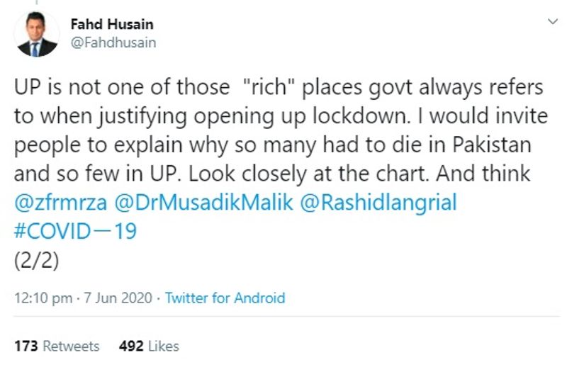 उन्होंने बताया कि पाकिस्तान की आबादी जहां 208 मिलियन (20.80 करोड़) है, वहीं उत्तर प्रदेश की 225 मिलियन (22.50 करोड़) है। लेकिन, पाकिस्तान के मुकाबले उत्तर प्रदेश में मौतों की दर काफी कम है।
