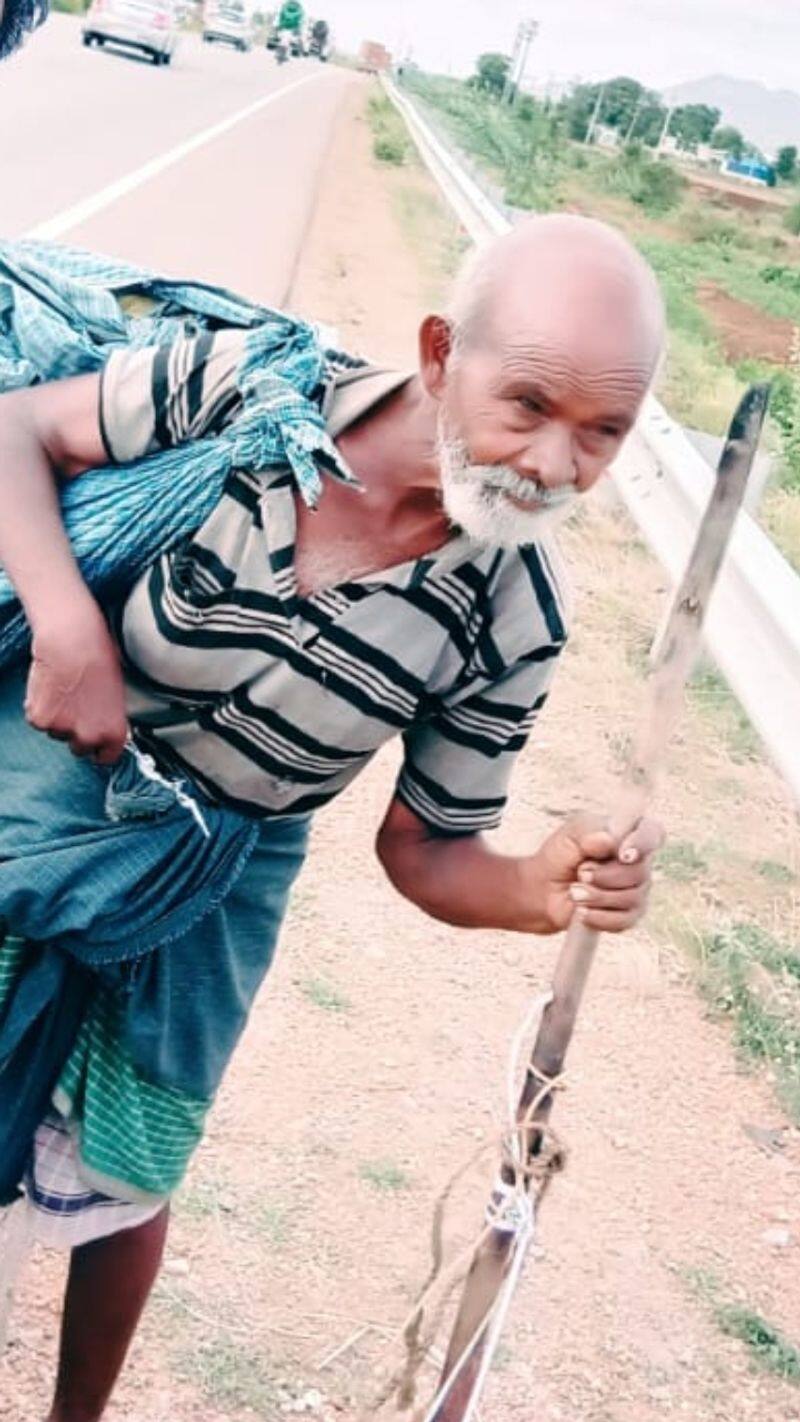 70 Year Old Man Going to Chitradurga from Ballari By Walk