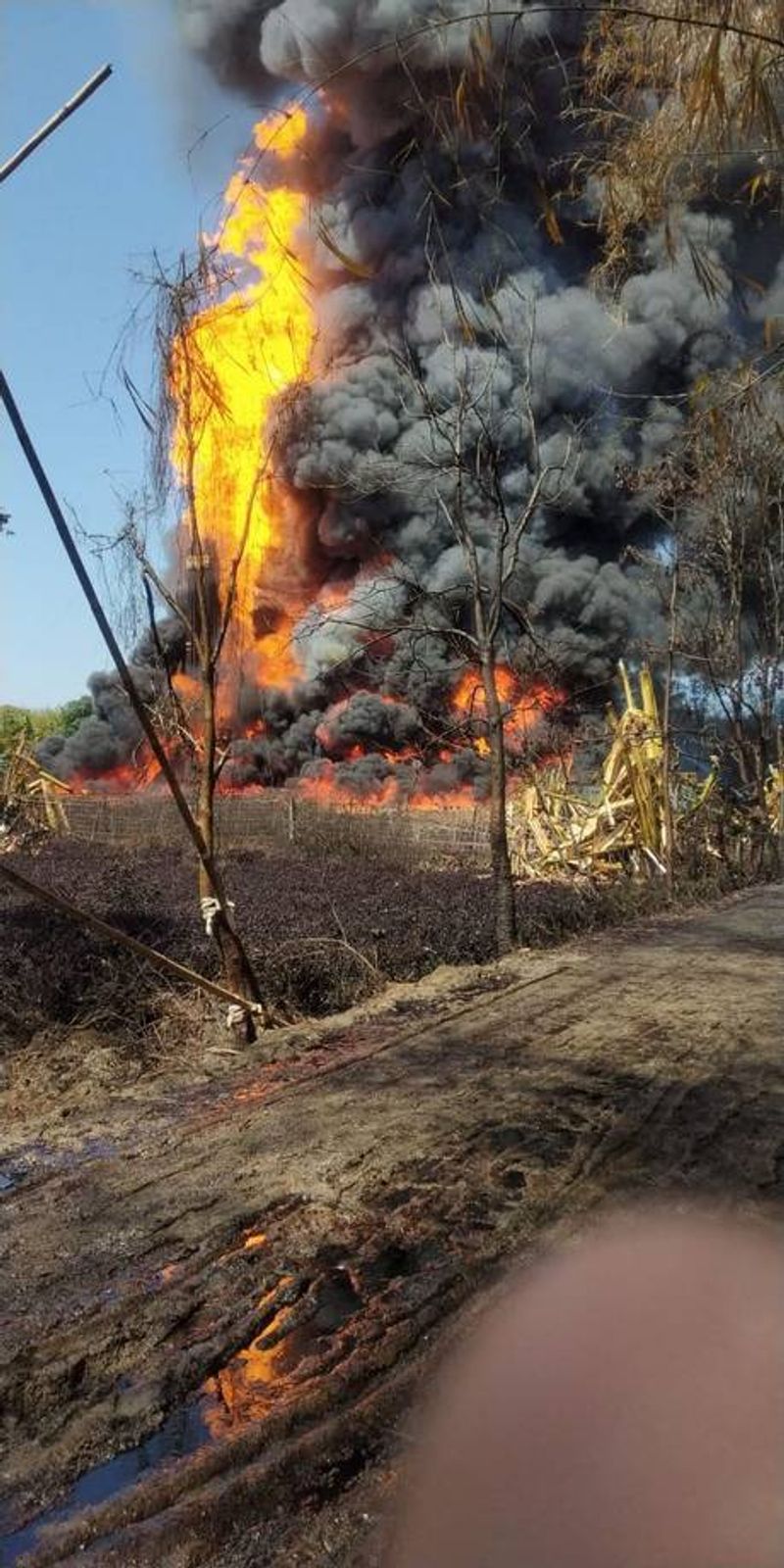 Assam Fire to the oil plant well at Tinsukia district Baghjan oil fields
