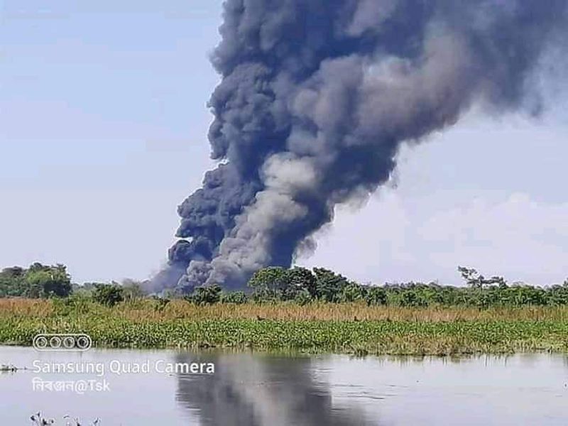 Assam Fire to the oil plant well at Tinsukia district Baghjan oil fields