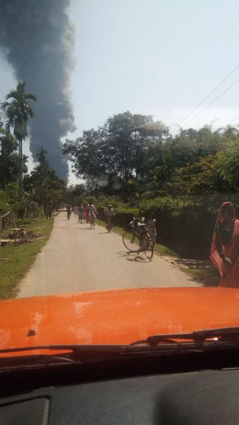 Assam Fire to the oil plant well at Tinsukia district Baghjan oil fields