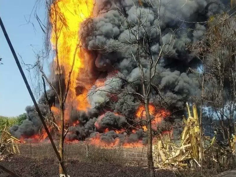 Assam Fire to the oil plant well at Tinsukia district Baghjan oil fields