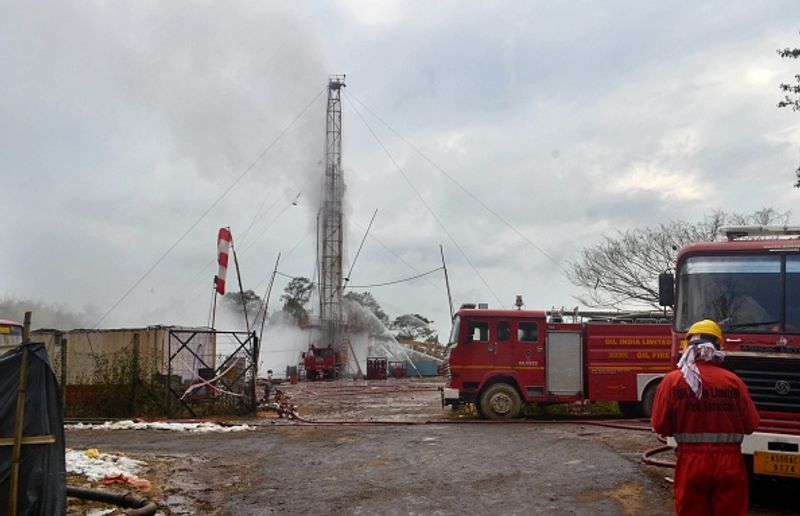 Assam Fire to the oil plant well at Tinsukia district Baghjan oil fields
