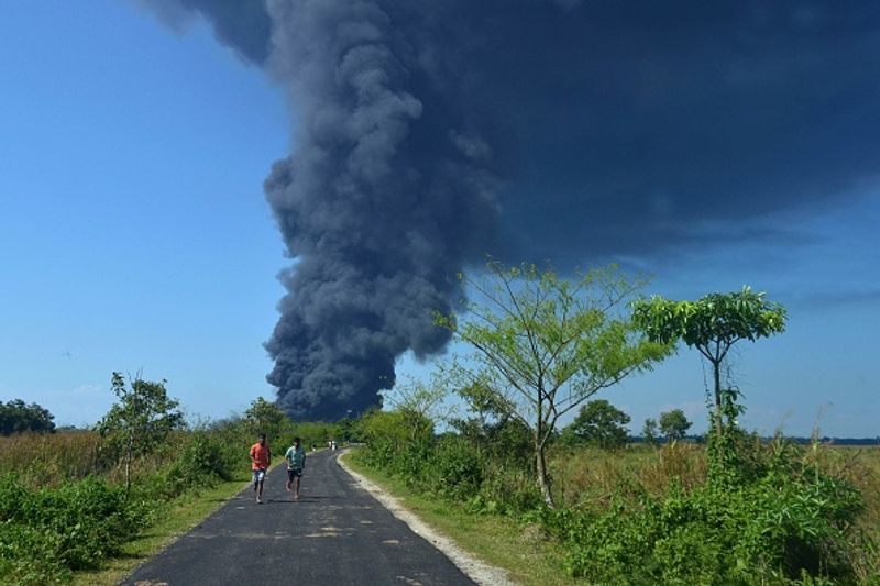 Assam Fire to the oil plant well at Tinsukia district Baghjan oil fields