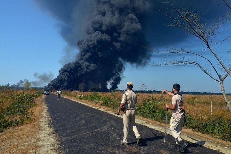 Assam Fire to the oil plant well at Tinsukia district Baghjan oil fields