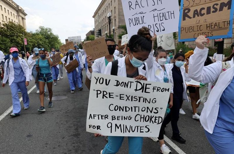health workers protest in america on george floyd death
