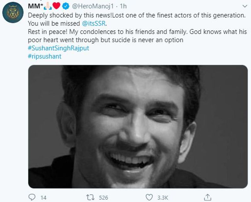 Tollywood mourns on untimely Sushant Singh Rajput demise