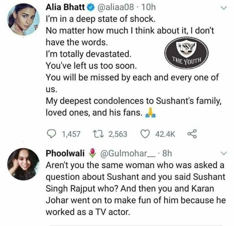 Bollywood alia bhat karan johar trolled for tweeting about sushant singh