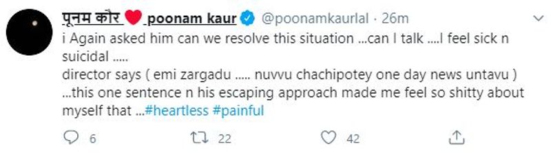Poonam Kaur Sensational Comments on Star Director