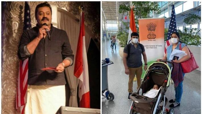 Suresh Gopi helps malayali family standed in America Suresh Gopi helps malayali family standed in America