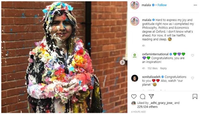 completed my Philosophy, Politics and Economics degree at Oxford says Malala