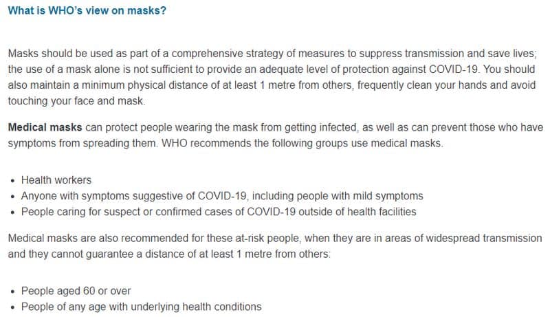 Covid 19 Where When Why should wear face Mask