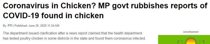 Message circulating as covid 19 found in chicken in Madhya Pradesh here is facts