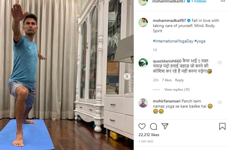 योग दिवस पर कैफ को कट्टरपंथियों और ट्रोल्स का सामना करना पड़ा। धर्म को लेकर कई यूजर्स ने उनपर निशाना साधा। एक ने लिखा, "कैफ भाई 5 वक्त नमाज पढ़ो हवाई जहाज जो बनने की कोशिश कर रहे हैं नहीं बनना पड़ेगा।" 
