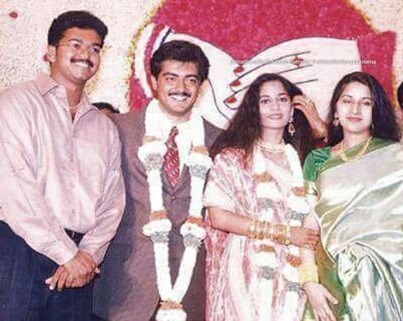 அஜித் திருமணத்தில் தவறாமல் கலந்து கொண்ட விஜய் - சங்கீதா 