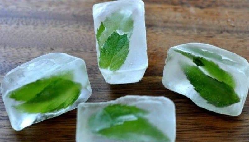 beauty tips with mint ice cubes