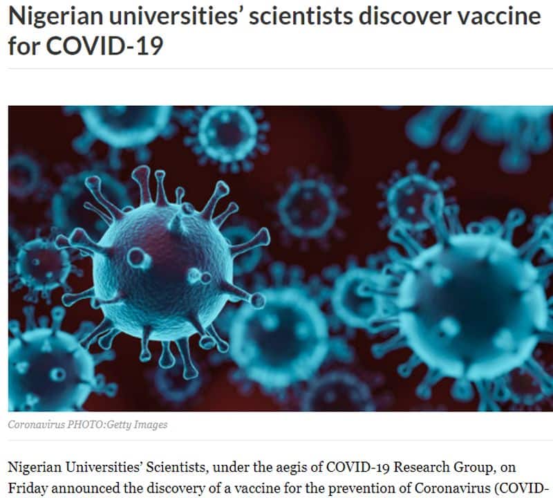 Nigeria found Covid 19 vaccine here is the reality
