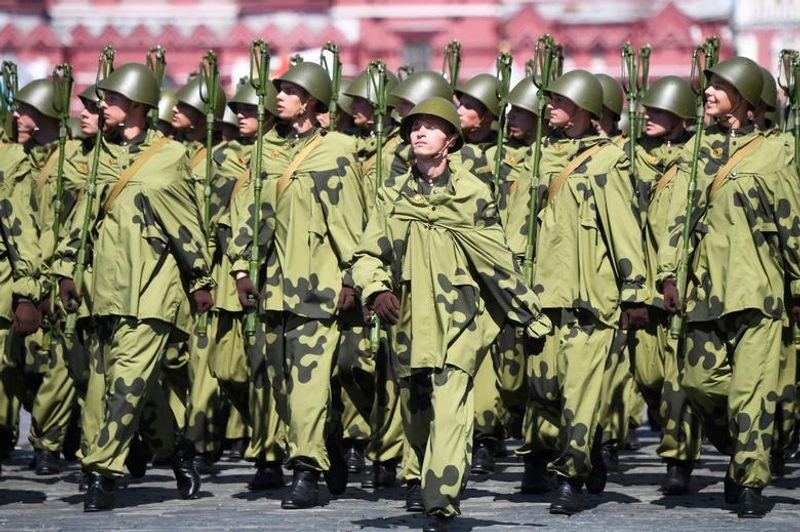 indian troops participate in victory day parade in moscow