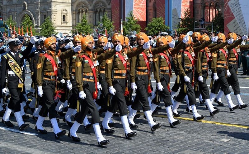 indian troops participate in victory day parade in moscow
