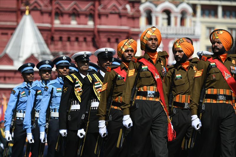 indian troops participate in victory day parade in moscow