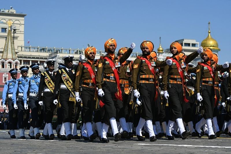 indian troops participate in victory day parade in moscow