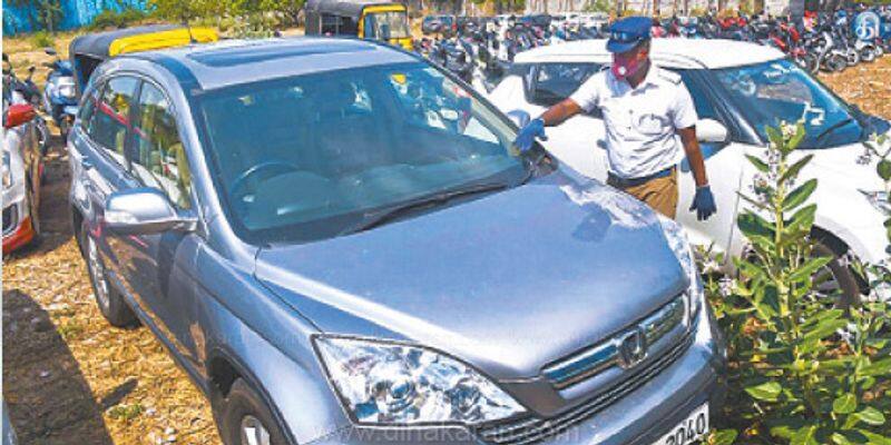 Cricketer defying curfew. Police confiscate the car.