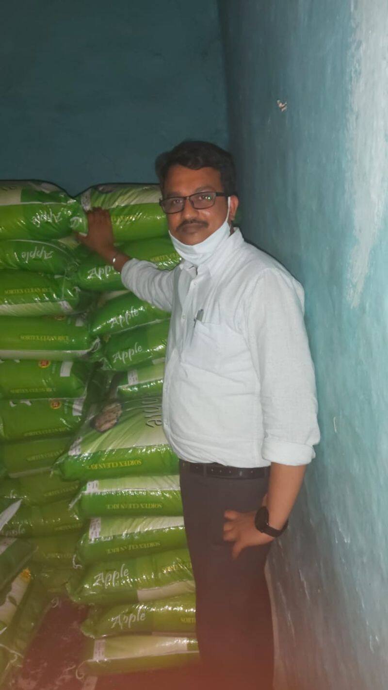 Department Officers Raid On Distribution of Illegally Rice in Gangavati in Koppal District