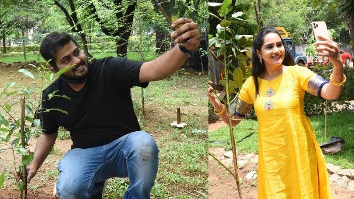 Actress Himaja and Singer Saketh Takes The Greenindia Challenge Actress Himaja and Singer Saketh Takes The Greenindia Challenge