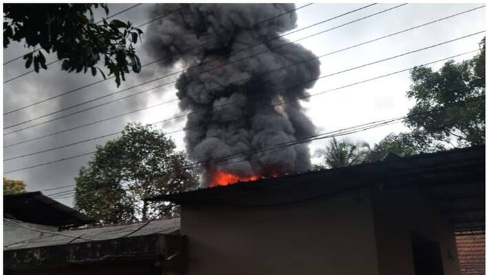 rubbersheet storage caught fire in kottayam rubbersheet storage caught fire in kottayam