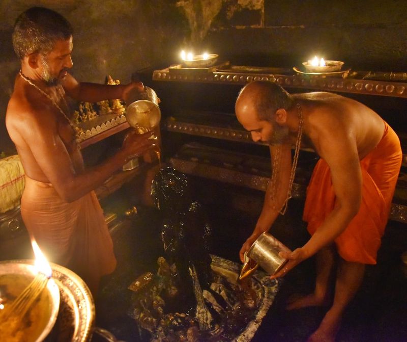 ದೇವರಿಗೆ 1108 ಸೀಯಾಳ ಅಭಿಷೇಕ ಹಾಗೂ ವಿಶೇಷ ಪಂಚಾಮೃತ ಅಭಿಷೇಕ ನಡೆದಿದೆ