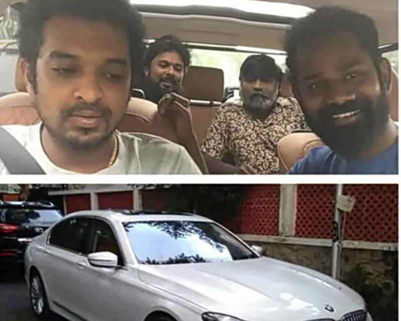 இது அவர் வைத்து இருக்கும் பி.எம்.டபுள்யூ கார் அவர் நண்பர்களுடன் எடுத்த செலஃயி 