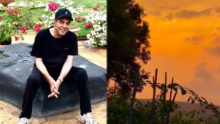 dharmendra shows beautiful sunset of his farmhouse here the view KPJ dharmendra shows beautiful sunset of his farmhouse here the view KPJ