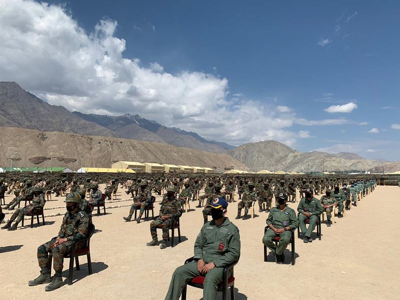 PM Modi lands in Leh at Ladakh with cds Bipin Rawat meets soldiers
