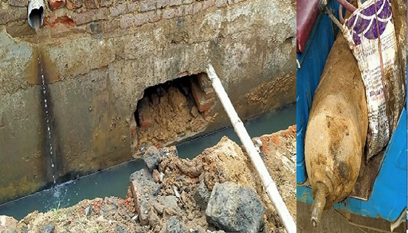 Banks were digging to dig tunne l, open pole during cleaning of drain, this material was found asa