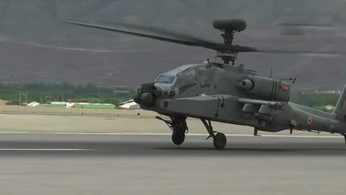Indian Air Force Apache attack helicopter at a forward airbase near kpn Indian Air Force Apache attack helicopter at a forward airbase near kpn
