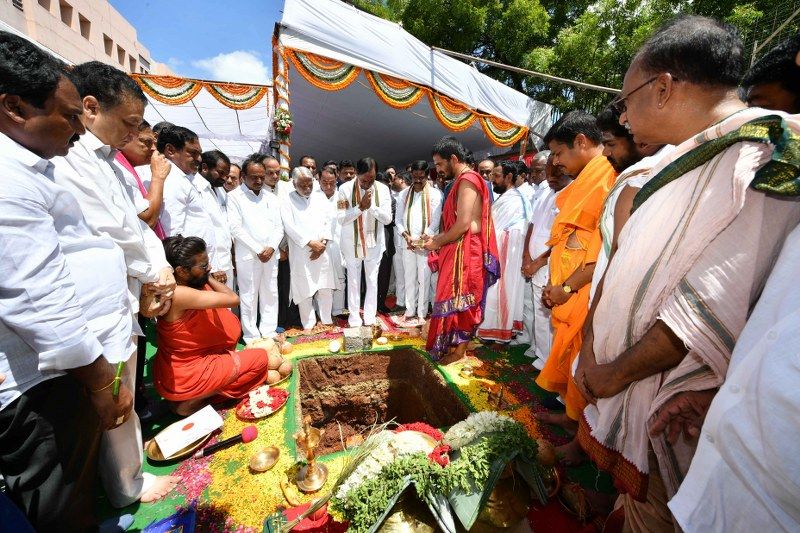new secretariat bulding foundation programe at telangana in 2019