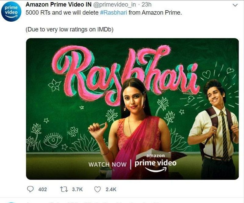 swara bhaskars web series rasbhari delted from amazon rasbhari banned fake news prime kpt