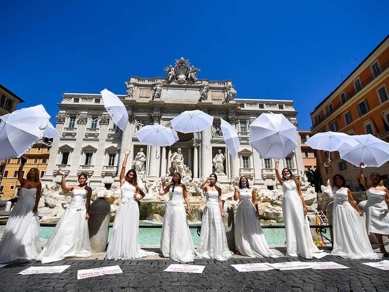 Brides in Wedding dress protested for delayed in marriage KPP