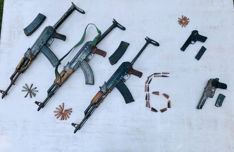 Kashmir Indian Army finds huge weapons cache  made in pakistan in border