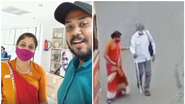 Supriya helping blindman video goes viral Supriya helping blindman video goes viral