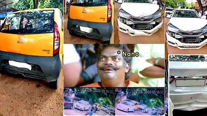 Tata Nano And Honda City Accident Viral Tata Nano And Honda City Accident Viral