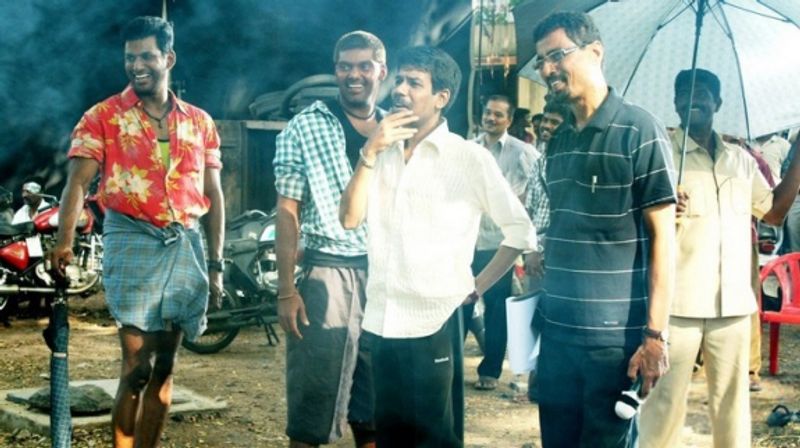 அவன் - இவன் ஷூட்டிங் ஸ்பாட்டில் ஆர்யாவுடன் பாலா 
