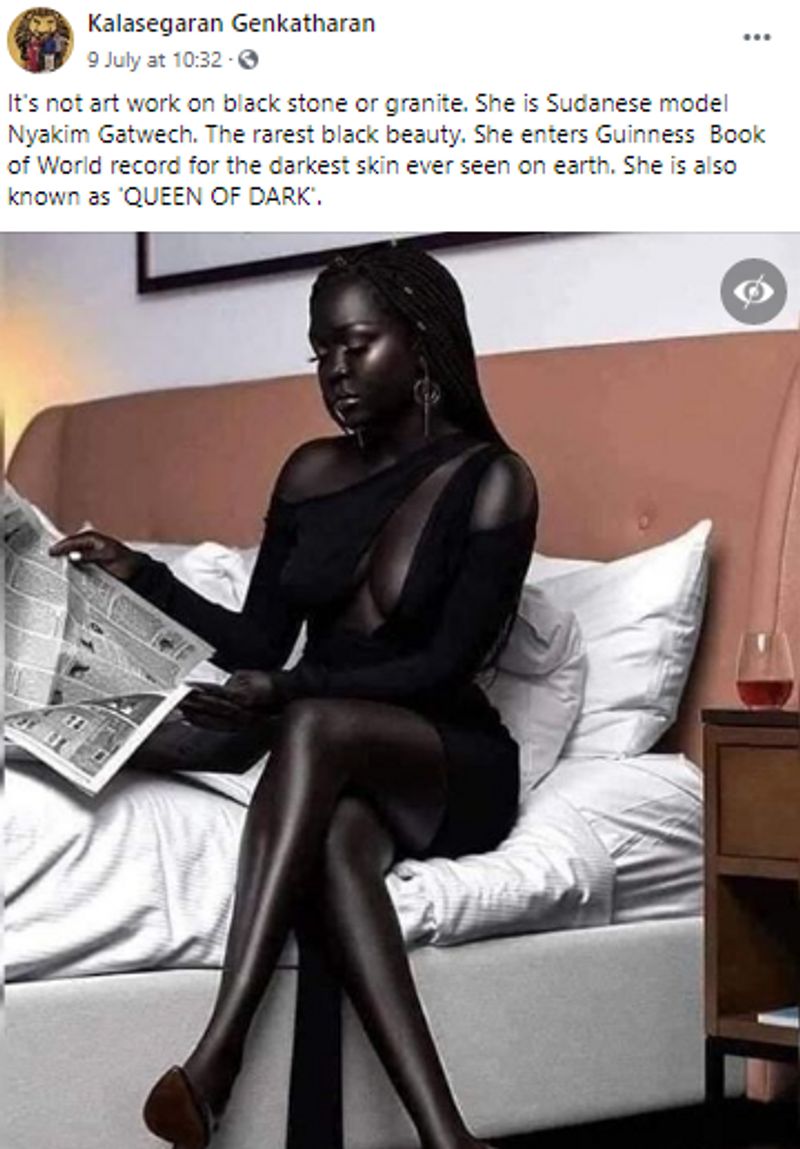 queen of dark model nyakim gatwech dark skill guinness world records fake claim kpt