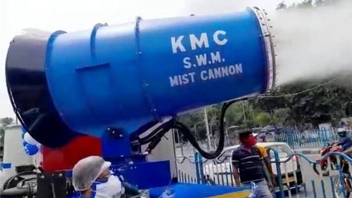 Firhad Hakim introduces mist canon machine to destroy corona virus In Kolkata BTD Firhad Hakim introduces mist canon machine to destroy corona virus In Kolkata BTD