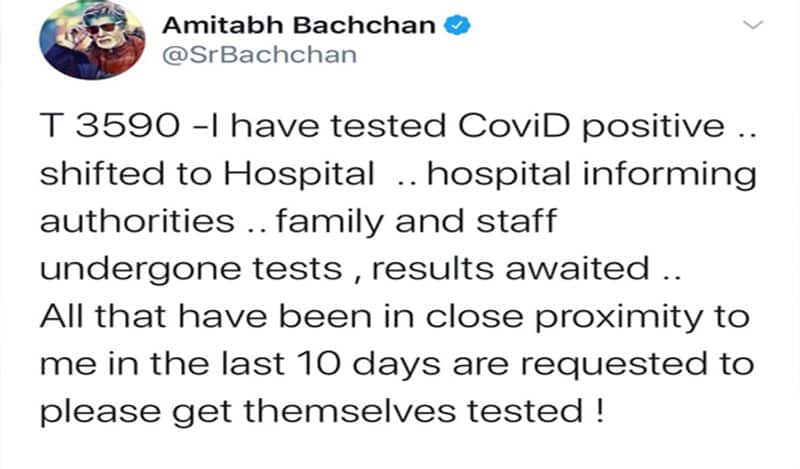 Bollywood Actress Amitabh bachchan Tested Positive for coronavirus