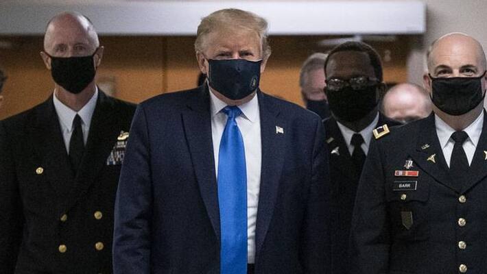 Coronavirus us president Donald Trump wears a mask for the first time in public KPP Coronavirus us president Donald Trump wears a mask for the first time in public KPP
