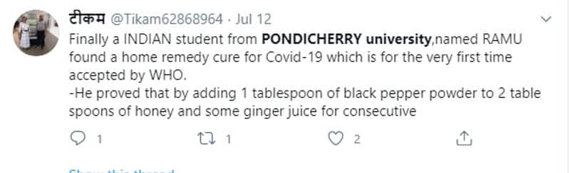 Is it Black Pepper Honey and Ginger Juice Cures COVID